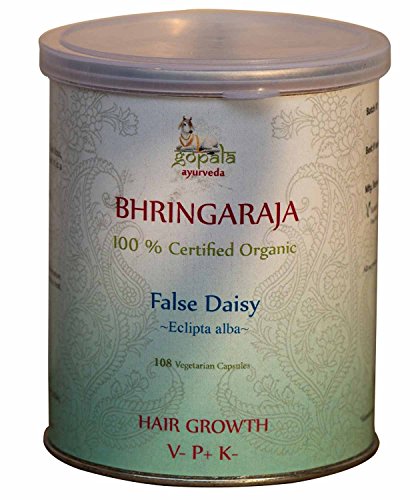 100% Organic Bhringaraja False Daisy Eclipta alba 108 Vegetarian Capsules 500mg each Hair Growth USDA Certified