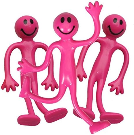 Fiddle Toys - 3 x Pink Smiley Bendy Men Fiddle Kit by StressCHECK - Sensory Toys – Stress Relief Toys &amp; ADHD Toys for Autism