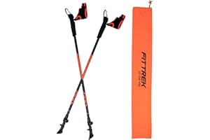 FitTrek Nordic Walking Poles for Men Women - 2 Pack Aluminum Nordic Walking Sticks - Nordic Poles with Ergonomic Grip Adjustable Ultralight for Hiking, Camping, Trekking, Mountaineering, Backpacking