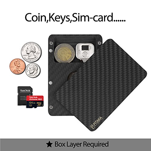 PITAKA Minimalist Carbon Fiber Magnetic Modular Card Holder Rfid Blocking Futuristic Slim Wallet-Lifetime Warranty
