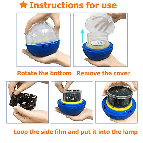 SOLMORE LED Sternenhimmel Projektor Sternenlicht Nachtlicht Sterne Star Diamanten Licht Romantische Nacht Lampe Beleuchtung 3 Austauschbare Film (Stern himmel ,Happy Birthday ,Sea World) USB/Batteriebetrieben für Kinder Baby Weihnachten Geburtstag Geschenk Zimmer Deko schwarz - 7