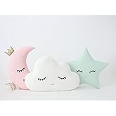 Baby :: Toys & Games :: Soft Toys :: The Purple Tree Cute Cloud Moon Star Cot Cushion (Pack Of 3, 16x16 Inch, Velvet) Kids Cushion, Soft Toy, Soft Plush Pillow, Cot