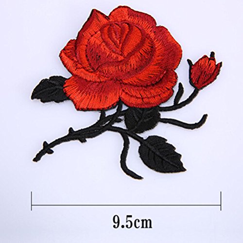 Smilucky Packung von 2 Stickerei Rose Blume n?hen auf Patch-Abzeichen gestickte Blumenhandwerk Kleidung Hut Tasche Dekoration - 3