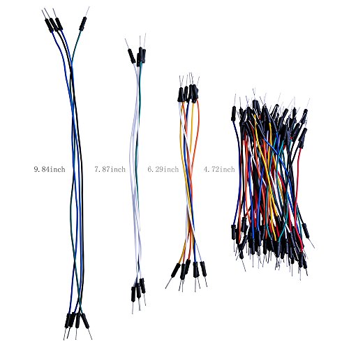 ELEGOO 130pcs Alambres Flexibles de Puente para Tableros de Soldadura Sin Soldadura 4 Different Lengths Male to Male para Arduino Breadboard