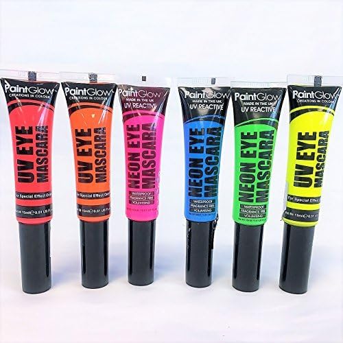 Neon UV Light Reactive Mascara Colour Collection for Eyes in Set of 6 for Vibrant Lashes PAINTGLOW™