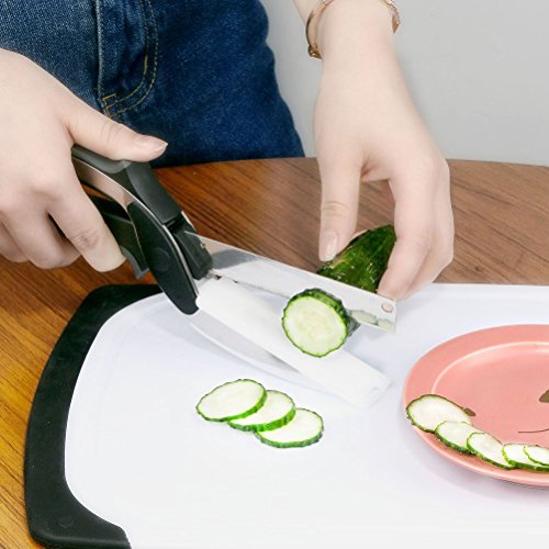 Vicloon Multifonctions Cuisine Aliments Ciseaux 2 en 1 Couteau de Cuisine,Clever Cutter Remplacez vos Couteaux de Cuisine et Planche à Découper - 7