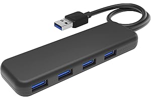 KabelDirekt – USB-3.0-Hub 4-Port (Slim-Design, Plug & Play an PC/Notebook/Mac, 4 USB-A-Buchsen/1 USB-A-Stecker, für mehr USB-Anschlüsse, SuperSpeed/5 Gbit/s, schwarz)