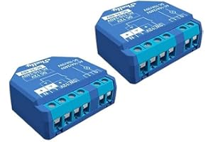 Shelly Plus 1, Lot de 2, Domotique, Relais connecté, Wi-Fi, 110-240 V 16 A, Contrôle d’appareils, Compatible contact sec, Compatible avec Amazon Alexa & Google Home, Application Cloud, Aucun hub