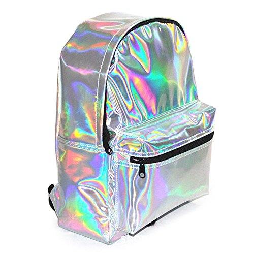 Wdoit réfléchissant Laser PU Sac à dos coloré brillant imperméable élégante Leisure Travel Cool Sac d'école Unisexe