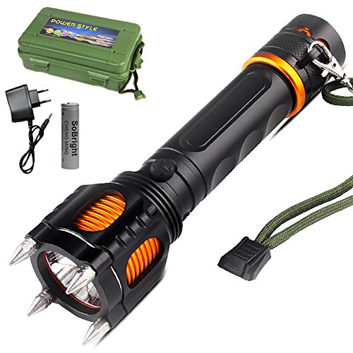 TEFOMATE Hohe Energie Cree XML T6 1200 Lumen Aluminium Taktisch LED Wiederaufladbare Taschenlampen, Inklusive 1 x 18650 Batterie und ladegerät