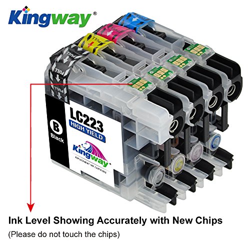 kingway Ersatz für Brother LC223 Hohe Kapazität Tinten Patronen mit neuesten Aktualisiert Chips für Brother dcp-j4120dw mfc-j5320dw mfc-j4625dw dcp-j562dw mfc-j4620dw mfc-j5720dw mfc-j480dw mfc-j5620dw mfc-j4420dw mfc-j5625dw mfc-j680dw mfc-j880dw Serie Drucker – (1 schwarz/1 x Cyan/1 x Magenta/1 x Gelb) 4 Stück - 3