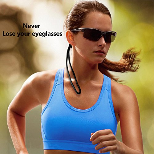 Sport Sunglass Halter-Bügel, Universal Fit Seil Brillen Retainer, Brillen Retention System, Set von 6 (schwarz 6 Stück) - 5