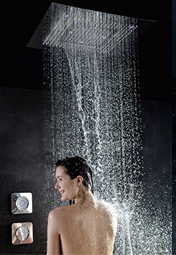 Soho Edelstahl Regendusche 60 x 60 cm LED Wasserfall + Nebel mit Einbaurahmen - 2