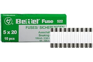 EDI-TRONIC Sicherung 1A träge 5x20mm 250V TYP 522 10er Päckchen Feinsicherung Glassicherung G-Sicherung