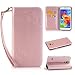 Produktbild Nancen Compatible with Handyhülle Galaxy S5 / I9600 SM-G900F (5,1 Zoll) Handyhülle, Luxus Rosegold Prägung Schmetterling und Blume Muster Flip Case PU Leder Tasche Ledertasche Etui