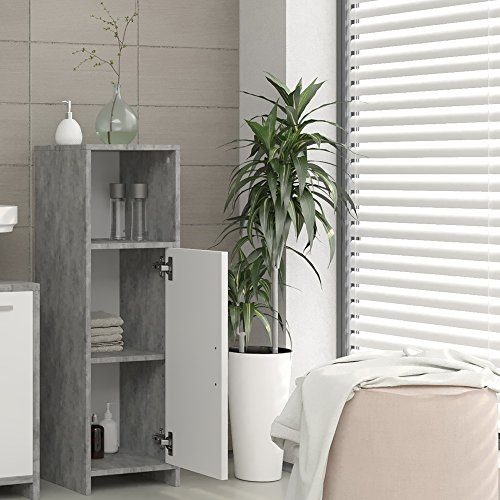 Badschrank KIKO Grau Beton 95 x 30 cm – Midischrank Badezimmerschrank Schrank Regal Badregal - 5