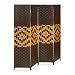 Produktbild Relaxdays Paravent BYÖBU mit Grafikmuster H x B x T: 179 x 180 x 2 cm 4-teiliger Raumtrenner als blickdichter Sichtschutz Spanische Wand zum Falten als Raumteiler und Sichtschutzwand, dunkelbraun