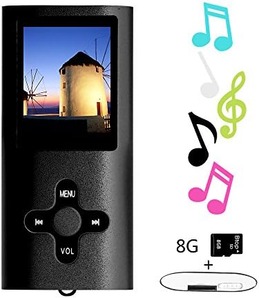 Btopllc MP3 Player, MP4 Player, Music Player, Portable 1.7 inch LCD MP3/MP4 Player, Media Player 8GB Card, Mini USB Port USB Cable, Hi-Fi MP3 Music Player, Voice Recorder Media Player - Black
