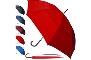 COLLAR AND CUFFS LONDON 95KPH Parapluie Canne Solide Homme Femme Automatique - Resistant au Vent Fort Robuste Tempete - De Marche - Poignée en Bois - Fibre de Verre - Toile Aérée -