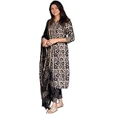KLOSIA Women's Printed Straight Kurta and Pant with Dupatta Set