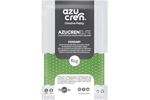 Azucren, Fondant 1 Kg, Pasta de Azucar, Perfecta para Cubrir Tartas, Modelar Decoraciones Sencillas y Flores o Decorar Cupcakes o Galletas, Con un Ligero Sabor a Limón, 1 Kg (Verde)