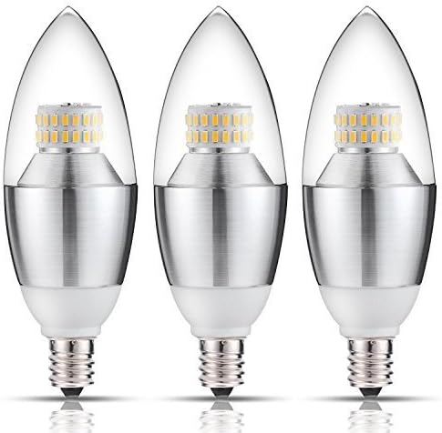 Alfa Lighting 6-Watt LED Warm White 2700K Chandelier Bulb,60-Watt Incandescent Bulb Equivalent,E12 Candelabra Base,550 Lumens LED Lights,Torpedo Shape (3-PACK)