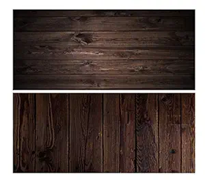 SAVIAURA 1 Sheet 2 in 1 Photography Backdrop 3D Flat Lay Tabletop Double-Sided 34x21 Photo Background PVC Wrinkle-Free for Small Products Food, Cosmetics Shoot (#5- Dark Brown Wood Plank Pattern)
