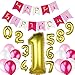 Produktbild Hochwertiges Geburtstagsdeko / Kindergeburtstag Deko / Geburtstag Dekoration Set für Mädchen. 1 Happy Birthday Wimpelgirlande / Girlande + 10 Folienballons alle Zahlen von 0 bis 9 + 12 Große Geperlte Ballons. Alles Gute Zum Geburtstag Dekoration Liefert von Jonami Party.
