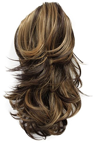 PRETTYSHOP 14" & 110g Hair Piece Ponytail Extension Straight Light Curled Nature Looking Heat-Resisting Different Colors (dark brown mix H60C_4H27)