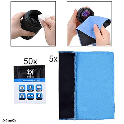 Camkix® Kit de nettoyage de lentille et d'écran - 5 chiffons à double couche, 50 tissus humides emballés individuellement - pour lunettes, lunettes de soleil, lentilles, écrans de téléphone / tablette, etc.