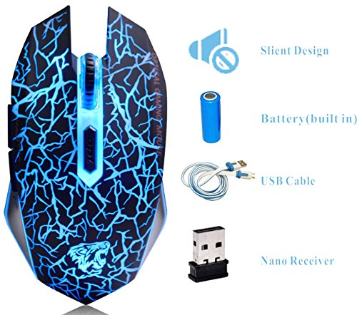 M2 kabellos wiederaufladbar Gaming Maus Optische geräuschlos Mäuse mit Nano Empfänger 6 Tasten für Mac Notebook Desktop Laptop - 6