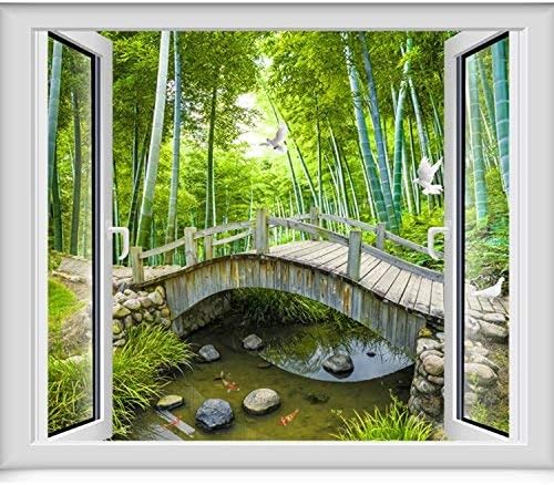 GHJFGJNF Wall Decals Wall Murals 3D solid wall wallpaper emulation window views of self-adhesive removable and irrepressible forest 5, Small Home Decorations Arts