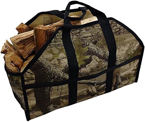 Ultimate Firewood Log Carrier by Grillinator: Back-Saving Design, PVC Canvas &amp; (Camo)