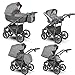 Produktbild Lux4Kids Kinderwagen Isofix Buggy Autositz 6 Farben Sale Gratis Zubehör OVE Grey Red VEO-5 4in1 Autositz +Isofix