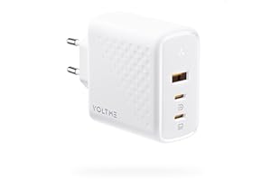 VOLTME Caricatore USB C 100W GaN III per Laptop Caricatore Rapido Multiplo Bianco, adattatore USB-C PD3.0 a 3 Porte (2USB-C&USB), Compatibile con MacBook Pro/Steam Deck/Samsung/Huawei/Dell, ecc