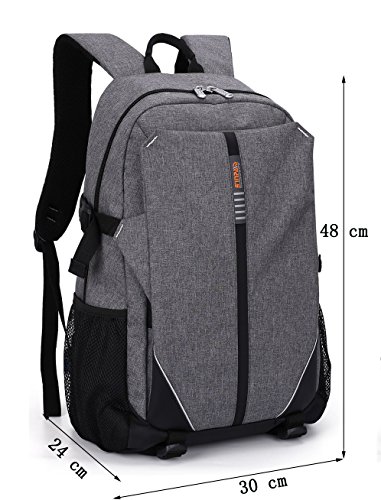 ShengTS 17 Zoll Notebooktasche Laptop Rucksack Beutel Schule Tasche Laptop-Tasche Rücksack Passend für bis zu 17-Zoll-Gaming Laptops für Dell, Asus, MSI (17 Zoll, Grau) - 2