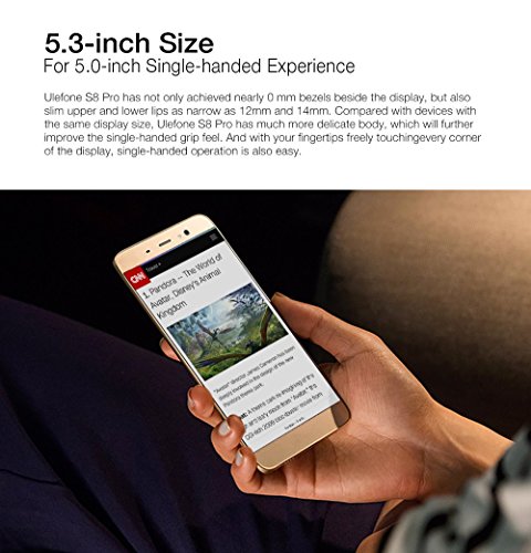 Ulefone S8 Pro - 4G Smartphone ohne Vertrag (5.3 Zoll, Android 7.0, Dual rear Kamera, dual Blitzlichter, 2GB RAM 16GB ROM, 1280 x 720 pixel, MTK6737 Quad Core 1.25GHz, dual Sim, Fingerabdruck) (schwarz)