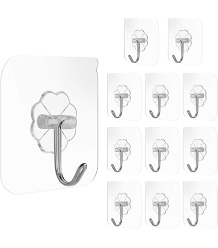 10 Pièces Crochets Adhésifs Transparents Et Résistants, Sans Besoin De