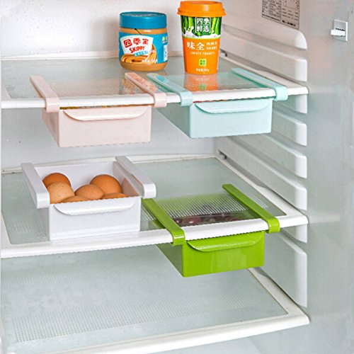 Bluelover Plastic Küche Kühlschrank Kühlschrank Gefrierschrank Storage Rack Shelf Halter Küchenorganisation Grün - 3