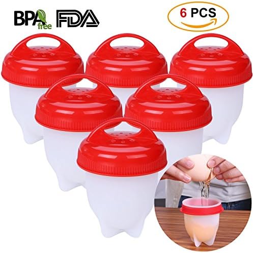 Egg Cooker Hard &amp; Soft Boiled Maker Set 6 Packs, Nonstick Silicone Eggs Boiler Cookers without Egg Shell