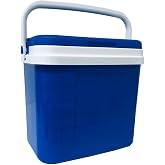 KROWN - Portable Thermal Cooler, Blue and White, Polypropylene, Ideal for Outdoor Activities in the Garden, Camping, Barbecue