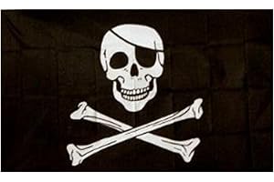 KLICNOW Jolly Roger Pirate Flag (with Patch) 5ft x 3ft