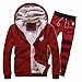 Price comparison product image BHYDRY Mens Tracksuit Warm Fleece Sport Hooded Sweatshirt Coat Hoodies+Pants Sweat Suit(UK-20/CN-2XL,Red)