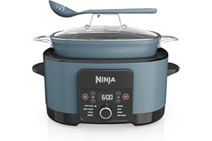 ‎NINJA Ninja Foodi PossibleCooker (8 l), 8-in-1 Digitaler Multikocher & Schongarer mit Topf, Dampfeinsatz, Löffel & Glasdeckel, Slow Cooker, Dämpfen, Anbraten, Backen, 8 Portionen, Meersalzgrau, MC1001EU