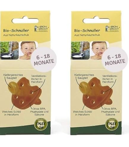 Ciuccio HEVEA In Gomma Naturale 0+ Mesi – Ortodontico, Monoblocco, Senza BPA, Confezione Da 2