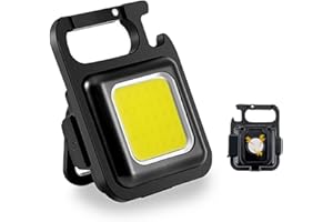 AUZMAI Mini Lampes de Travail d'inspection LED Rechargeable 800 Lumens Magnétique COB Portable Petites Porte-clés Lampes de Poche Etanches pour la Éclairage de Secours Camping Réparation