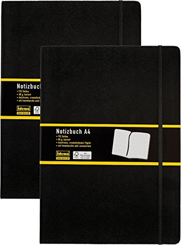 Doppelpack Idena 209280 - Notizbuch DIN A4, 192 Seiten, 80 g/m², kariert, schwarz