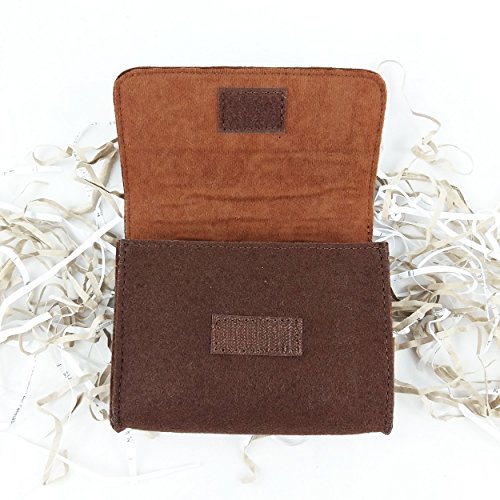 Täschchen Mini Hülle Tasche aus Filz für Zubehör und Accessoires (Netzteil, PC Maus, E-Zigarette, Kosmetik) Braun - 5