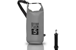 CABLE TECHNOLOGIES Dry Bag, Borsa Sacca Zaino Impermeabile Waterproof, chiusura a rotolo e tracolla, custodia impermeabile per cellulare e marsupio per Mare Barca Pesca Rafting Spiaggia Sport Acquatici (Grey, 5l)