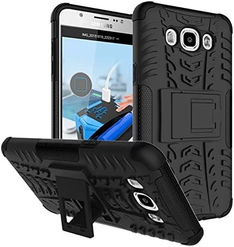 Dooki, Galaxy J7 2016 Case, Kickstand Rugged Tough Strong [High Impact] [Heavy Duty] [Shockproof] [Drop Resistance] [Non-Skid] [Hybrid 2 In 1] Hard Silicone Rubber Dual Layer Protective Phone Cover Case For Samsung Galaxy J7 2016 (B-6)